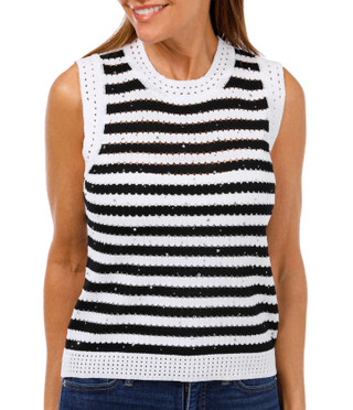 Thumbnail 1: Nanette Lepore Nanette Lepore Womens Sleeveless Stripe Sweater Vest 