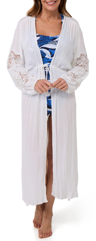 Thumbnail 1: Raviya Raviya Womens Long Sleeve Tie Front Kimono Coverup 