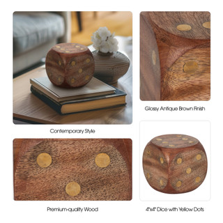 Thumbnail 6: Sagebrook Home Sagebrook Home 4 x 4 Inch Wood Dice Decor 