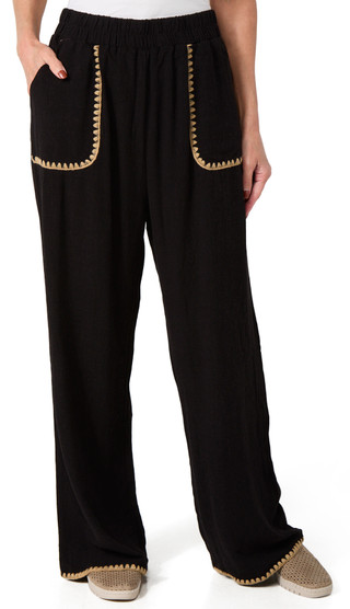 Thumbnail 1: VINTAGE HAVANA Vintage Havana Womens Embroidered Pants 