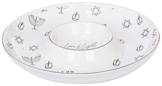 Thumbnail 2: Godinger Godinger 12 in Hanukkah Love & Light Chip & Dip Bowl 