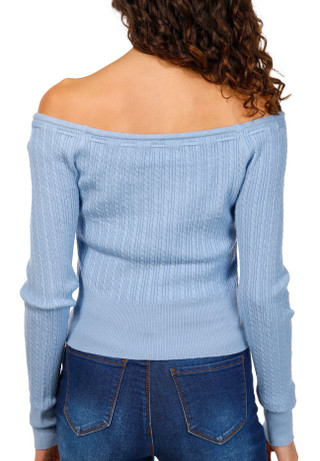 Thumbnail 2: No Comment No Comment Juniors Long Sleeve Pullover Cable Knit Sweater 