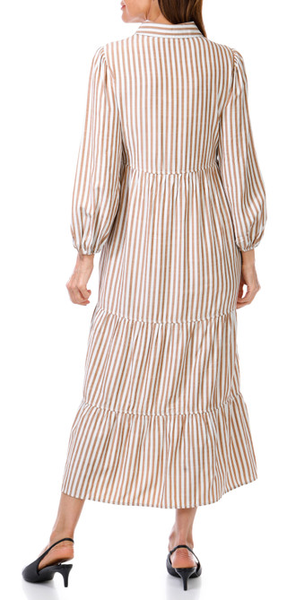 Thumbnail 3: MAX STUDIO Max Studio Womens Long Sleeve Button Down Tier Maxi Dress 