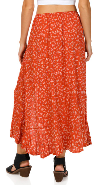 Thumbnail 2: Nostalgia Nostalgia Womens Floral Split Ruffle Midi Skirt 
