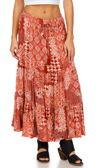 Thumbnail 1: Lola P Lola P Womens Tiered Midi Skirt 