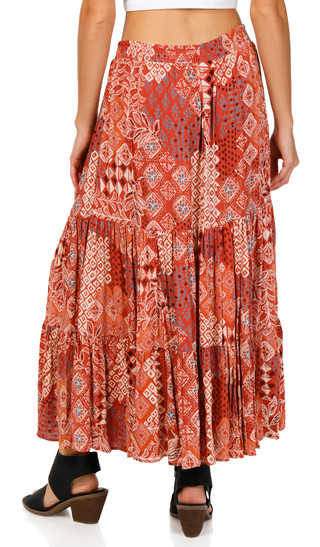 Thumbnail 2: Lola P Lola P Womens Tiered Midi Skirt 