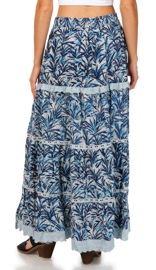 Thumbnail 2: Nostalgia Nostalgia Womens Split Tiered Leaf Print Maxi Skirt 