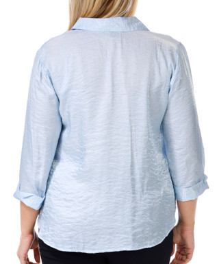 Thumbnail 2: Sara Michelle Sara Michelle Plus 3/4 Sleeve Silky Button Front Top 