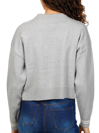 Thumbnail 2: Pink Rose Madden Girl Juniors Long Sleeve 89 Varsity Pullover Sweater 