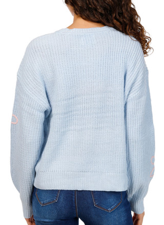 Thumbnail 2: No Comment No Comment Juniors Long Sleeve Flower Pullover Sweater 