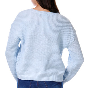 Thumbnail 2: No Comment No Comment Juniors Long Sleeve Flower Pullover Sweater 