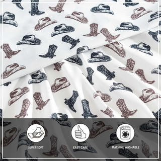 Thumbnail 36: Wrangler Wrangler Boots N Hats Sheet Set 