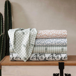 Thumbnail 7: Wrangler Wrangler Cactus Gingham Ultra Soft Microfiber Sheet Set 