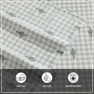 Thumbnail 35: Wrangler Wrangler Cactus Gingham Ultra Soft Microfiber Sheet Set 