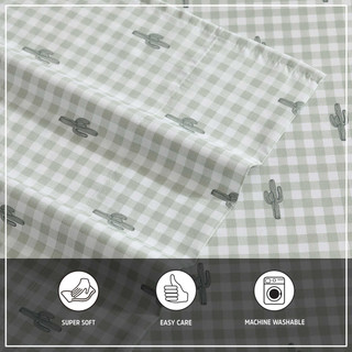 Thumbnail 23: Wrangler Wrangler Cactus Gingham Ultra Soft Microfiber Sheet Set 