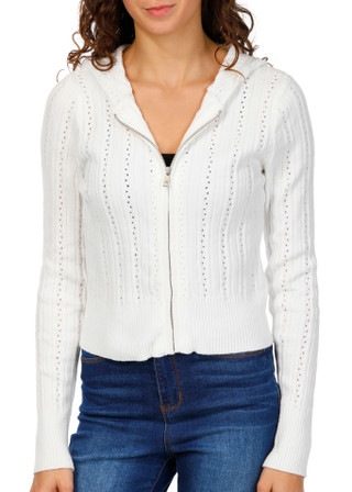 Thumbnail 1: Madden Girl Madden Girl Juniors Pointelle Zip Hoodie 