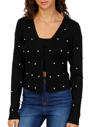 Thumbnail 1: Madden Girl Madden Girl Juniors Long Sleeve Pearl Cardigan 