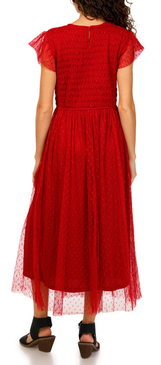 Thumbnail 2: Blu Pepper Blu Pepper Juniors Flutter Short Sleeve Mesh Midi Dress 