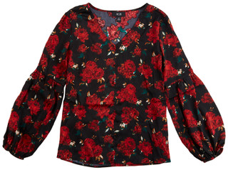 Thumbnail 1: AGB AGB Womens Long Sleeve Faux Button Down Floral Print Top 