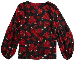 Thumbnail 2: AGB AGB Womens Long Sleeve Faux Button Down Floral Print Top 