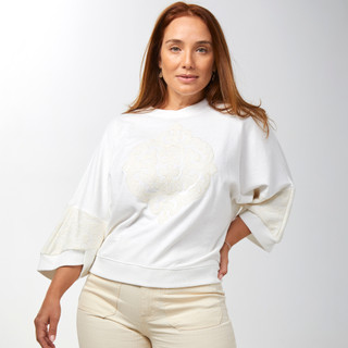 Thumbnail 1: Democracy Democracy Womens 3/4 Dolmain Sleeve Embroidered Top 