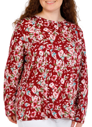 Thumbnail 1: Blue Sol Blue Sol Plus Long Sleeve Floral Print Luxey Top 