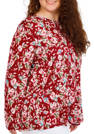 Thumbnail 2: Blue Sol Blue Sol Plus Long Sleeve Floral Print Luxey Top 
