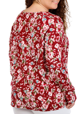 Thumbnail 4: Blue Sol Blue Sol Plus Long Sleeve Floral Print Luxey Top 