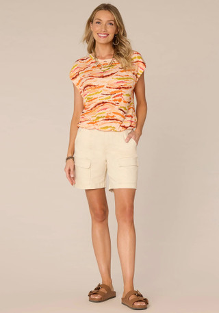 Thumbnail 4: Democracy Democracy Womens Origami Cap Sleeve Abstract Print Top 