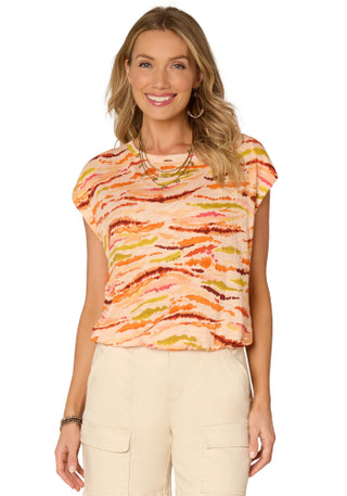 Thumbnail 1: Democracy Democracy Womens Origami Cap Sleeve Abstract Print Top 