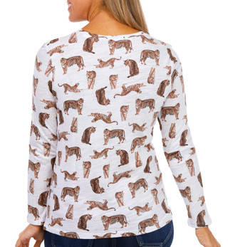 Thumbnail 2: Blue Sol Blue Sol Womens Long Sleeve Tiger Print Luxey Top 