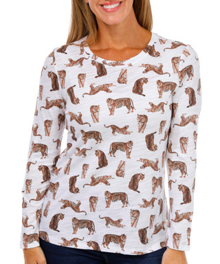 Thumbnail 1: Blue Sol Blue Sol Womens Long Sleeve Tiger Print Luxey Top 