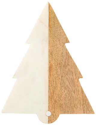 Thumbnail 1: Young's Young's Wood & Marble Christmas Tree Shaped Cutting Board 