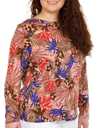 Thumbnail 2: Blue Sol Blue Sol Plus Long Sleeve Tropical Print Luxey Top 