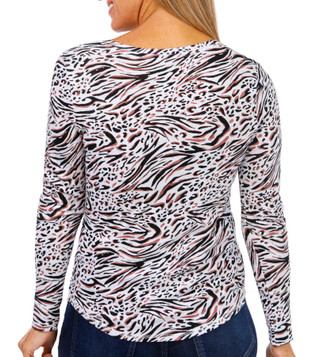 Thumbnail 2: Blue Sol Blue Sol Petite Whispy Floral Print Long Sleeve V-Neck Top 