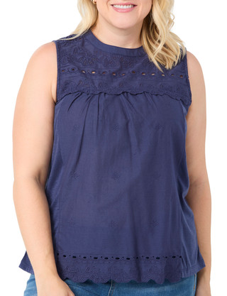 Thumbnail 1: LIV LOS ANGELES Liv Los Angeles Plus Sleeveless Eyelet Top 