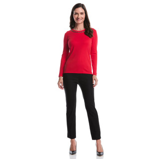Thumbnail 4: Rafaella Rafaella Womens Long Sleeve Chain Neck Detail Top 