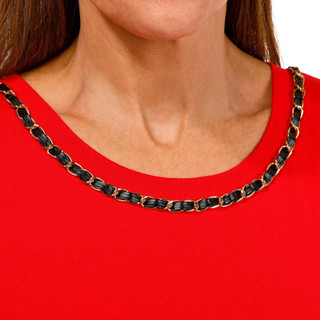 Thumbnail 6: Rafaella Rafaella Womens Long Sleeve Chain Neck Detail Top 