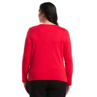 Thumbnail 3: Rafaella Rafaella Plus Long Sleeve Chain Neck Detail Top 