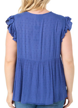 Thumbnail 2: LIV LOS ANGELES Liv Los Angeles Plus Short Sleeve Flutter Tie Neck Top 