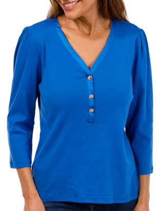 Thumbnail 2: Rafaella Rafaella Petite 3/4 Puff Sleeve Top 
