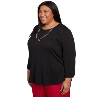 Thumbnail 4: Alfred Dunner Alfred Dunner Plus 3Q Sleeve Melange Necklace Top 