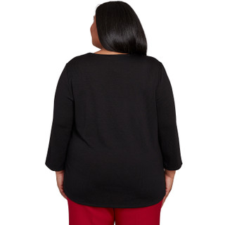 Thumbnail 2: Alfred Dunner Alfred Dunner Plus 3Q Sleeve Melange Necklace Top 