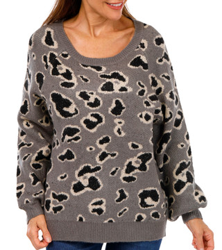 Thumbnail 1: BY TOGETHER By Together Juniors Leopard Print Sweater 