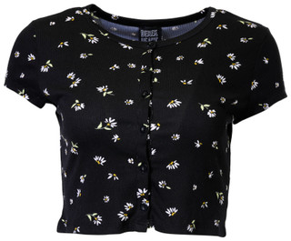 Thumbnail 1: Derek Heart Derek Heart Juniors Short Sleeve Button Down Floral Top 