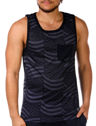 Thumbnail 3: Matix Matix Mens Americana One-Pocket Graphic Tank Top 