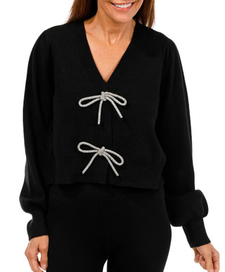 Thumbnail 1: Belle Women's Rhinestone Bow Cardigan 