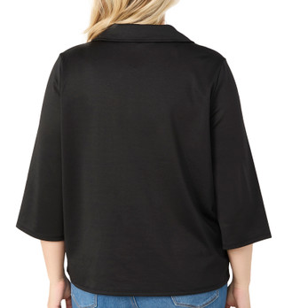 Thumbnail 2: RIO & RIAN Rio & Rian Plus 3/4 Sleeve Zip Pointe Top 