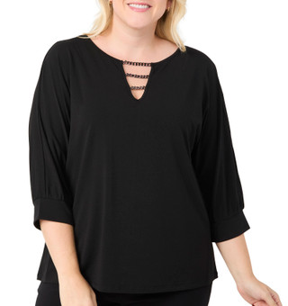 Thumbnail 1: RIO & RIAN Rio & Rian Plus 3/4 Sleeve Dolman Top with Chain Detail 
