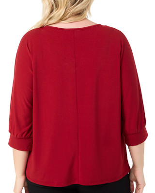 Thumbnail 2: RIO & RIAN Rio & Rian Plus 3/4 Sleeve Dolman Top with Chain Detail 